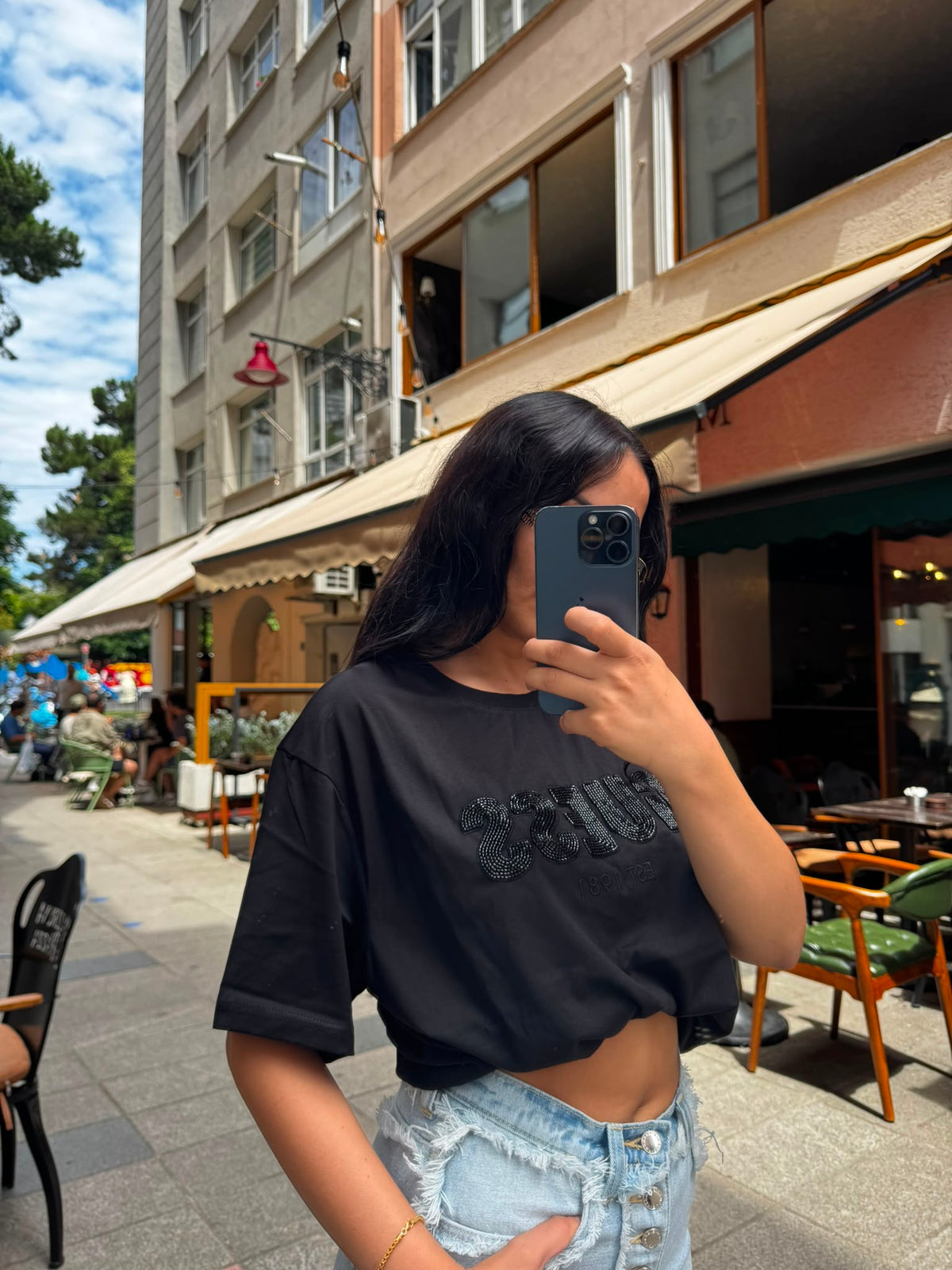 GUESS Taşlı Logo T-Shirt