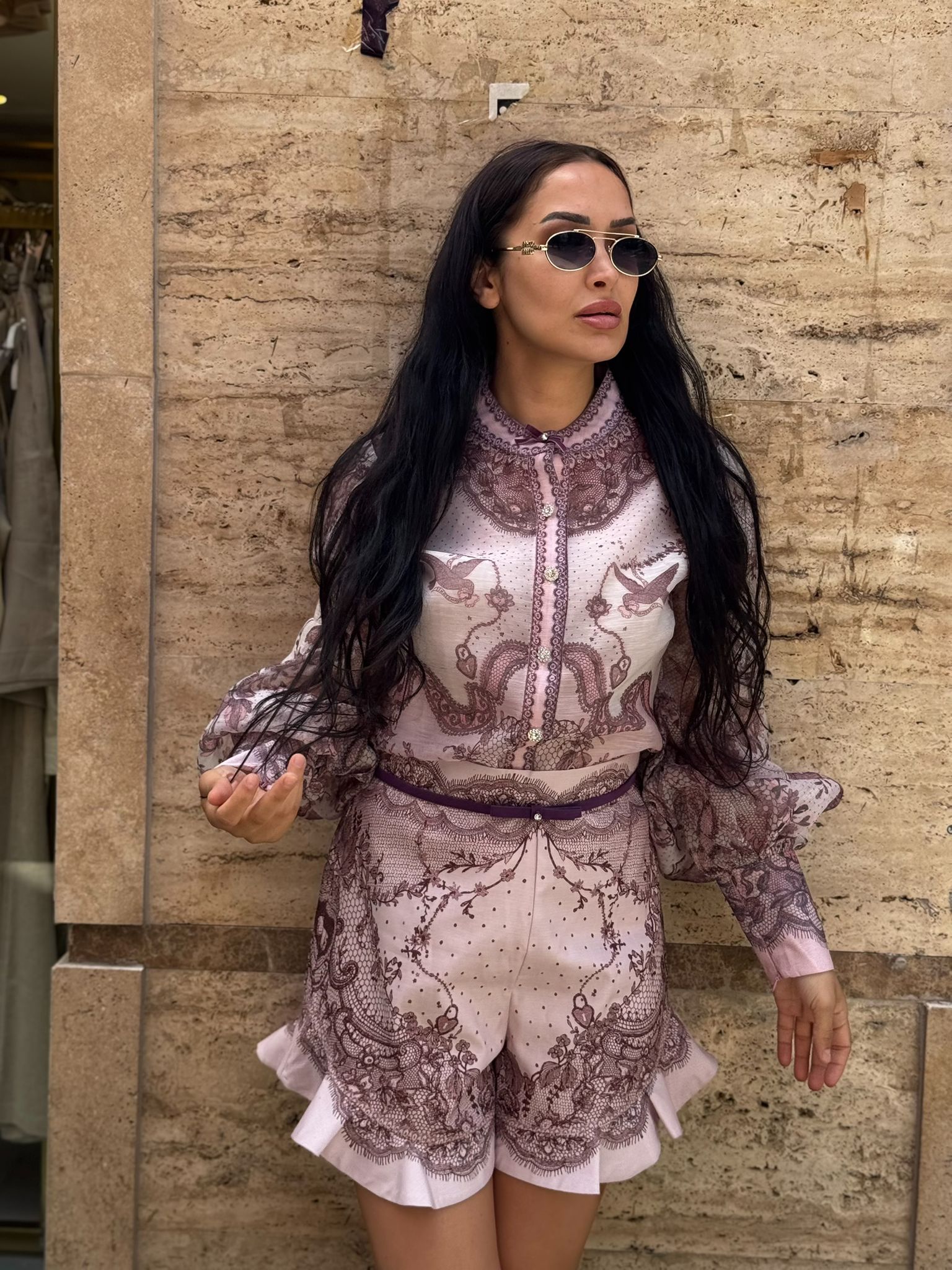 İthal Şortlu Mor Takım